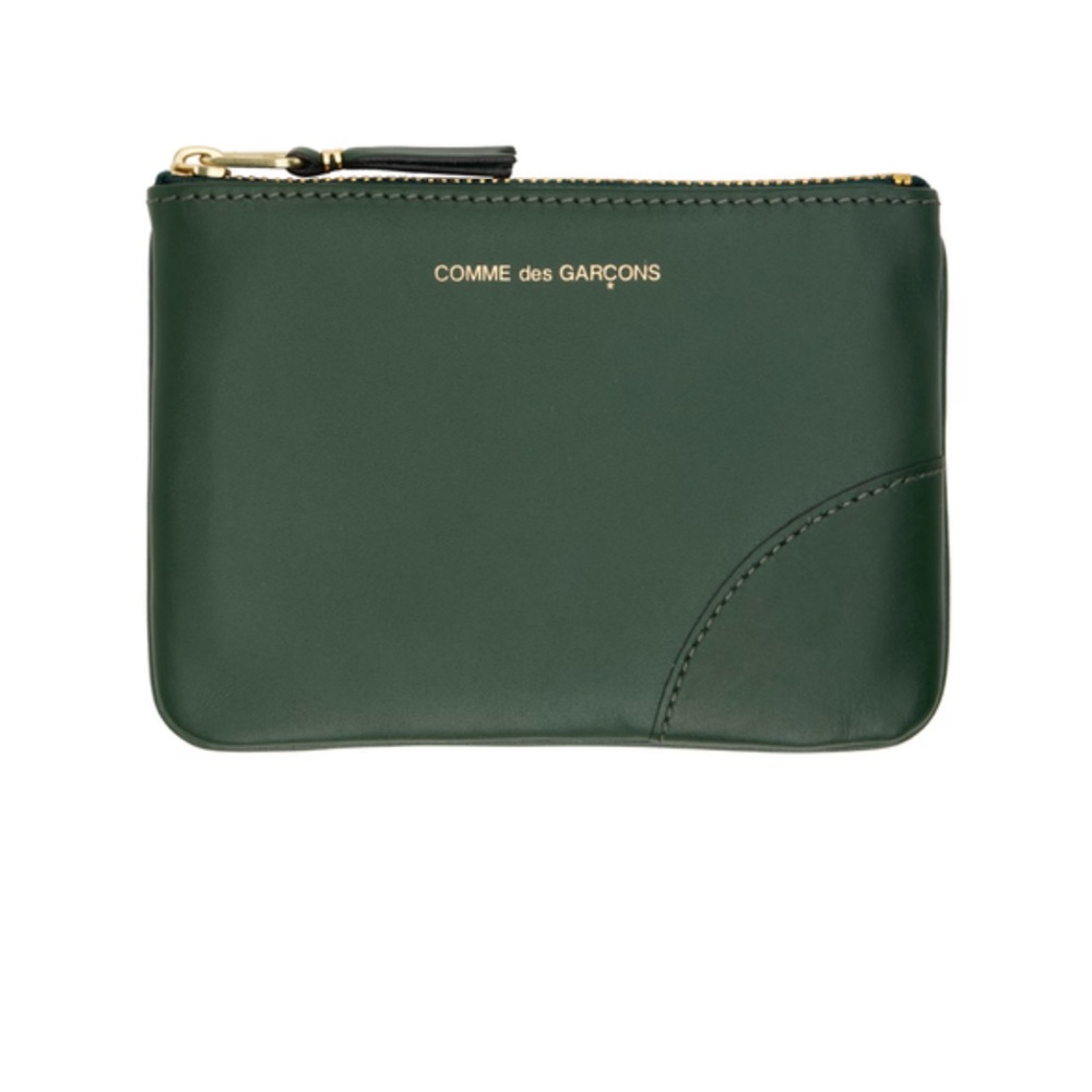 NIB Comme Des Garcons Green Classic 100% Leather Wallet Pouch